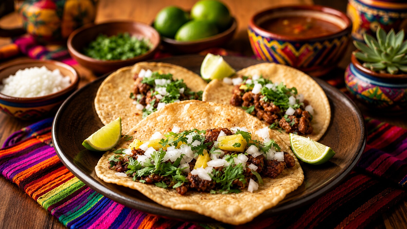 Tacos mexicanos servidos en Botanazo